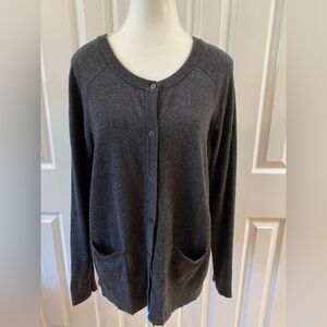 Pendleton Gray Crew Neck Button Up Merino Wool Cardigan Size S